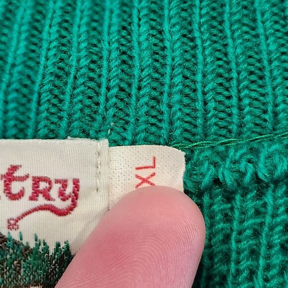 Celtic Country Mens XL Irish Ireland Acrylic Knit Green V Neck Varsity Sweater - Picture 7 of 13